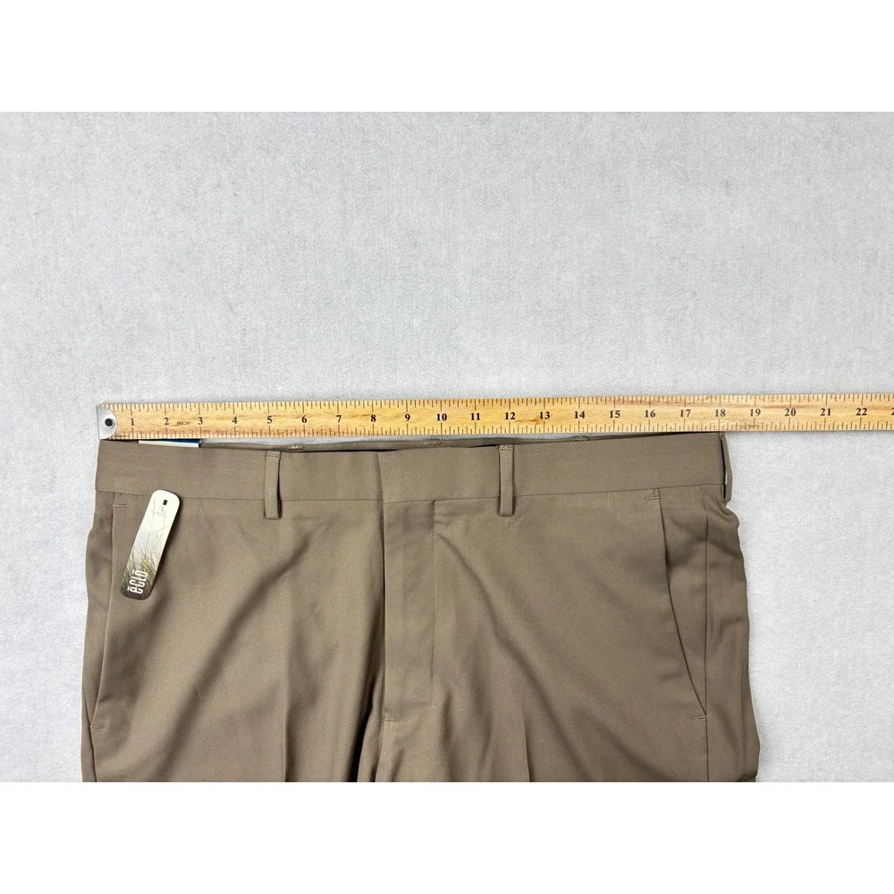 Haggar‎ eCLO Dress Pants Mens 36x29 Medium Taupe Flex Gabardine Flat Front NWT